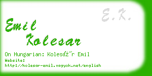 emil kolesar business card